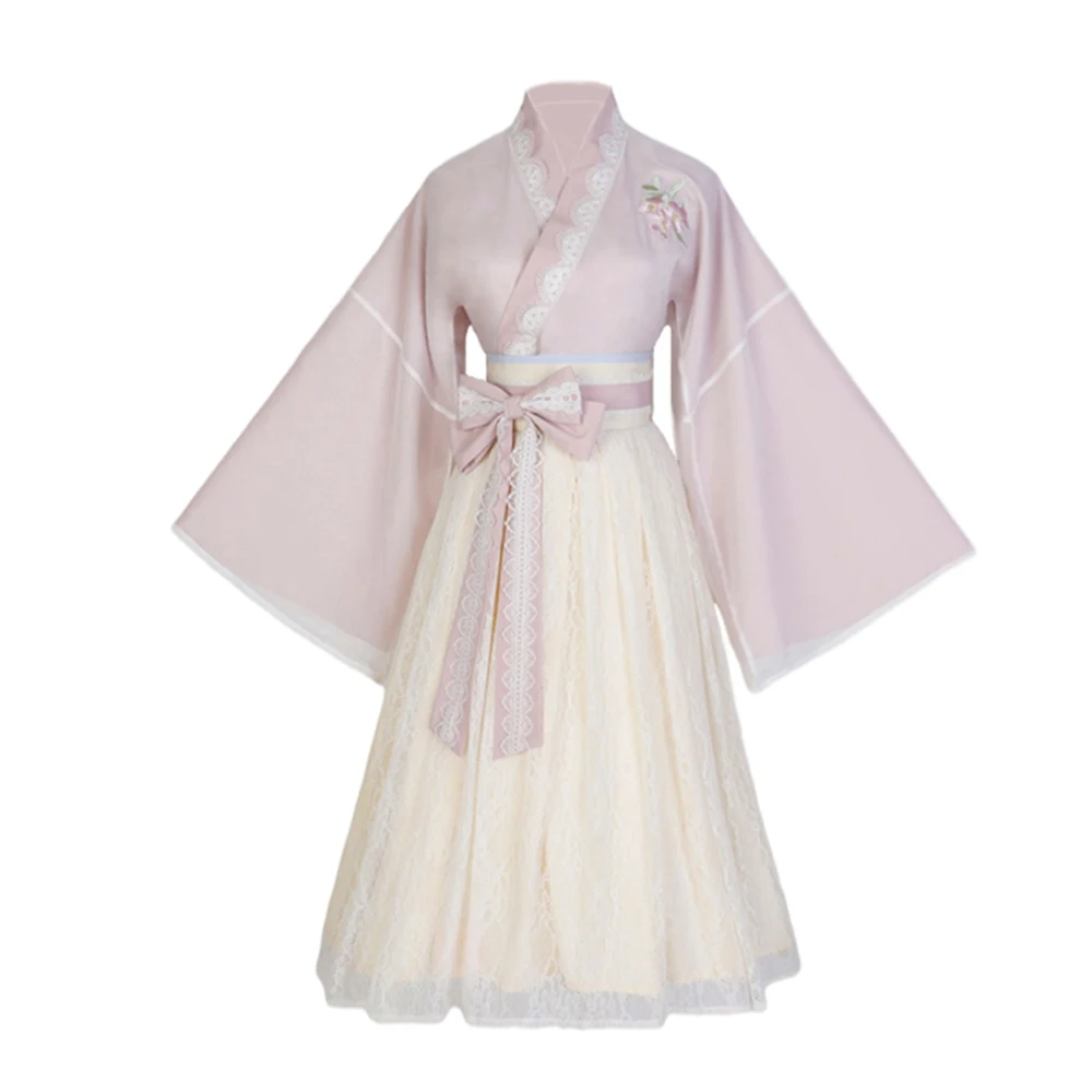 Của Phụ Nữ Hanfu Của Phụ Nữ Thêu Phong Cách Trung Quốc Mùa Thu Cải Thiện Áo Len Áo Sling Ăn Mặc Hai-Mảnh Phù Hợp Với Dài Ăn Mặc kích Thước Nhỏ