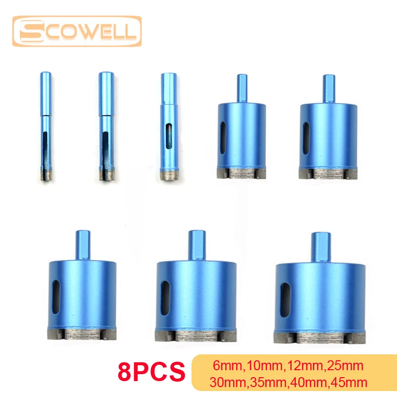 50% OFF 8PCS 다이아몬드 코어 구멍 톱 커터 대리석 화강암 벽돌 타일 세라믹 콘크리트 드릴 비트 Holesaw 키트