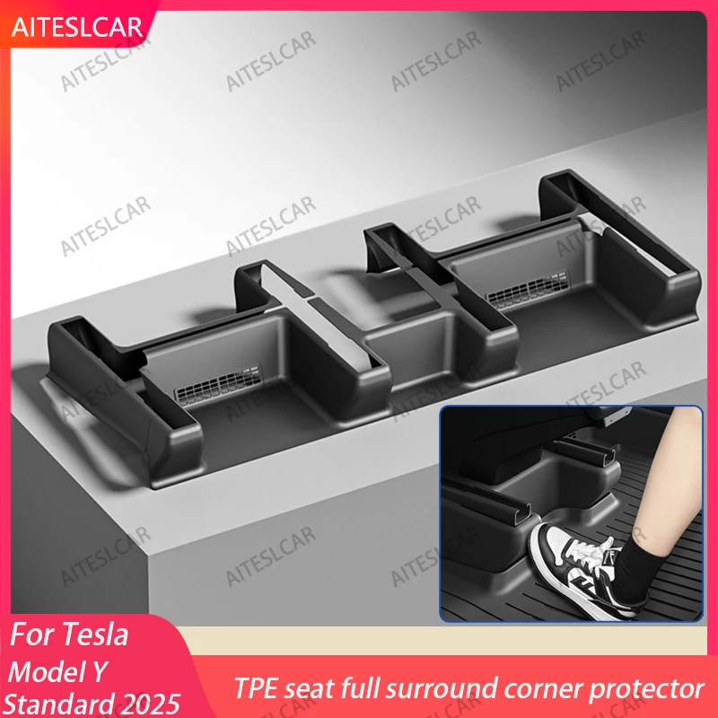 

Для Tesla Model Y Juniper/Standard 2025 2026 TPE Угловая защита под сиденьем, направляющие для сиденья, защитная крышка, противоударный декор, флок