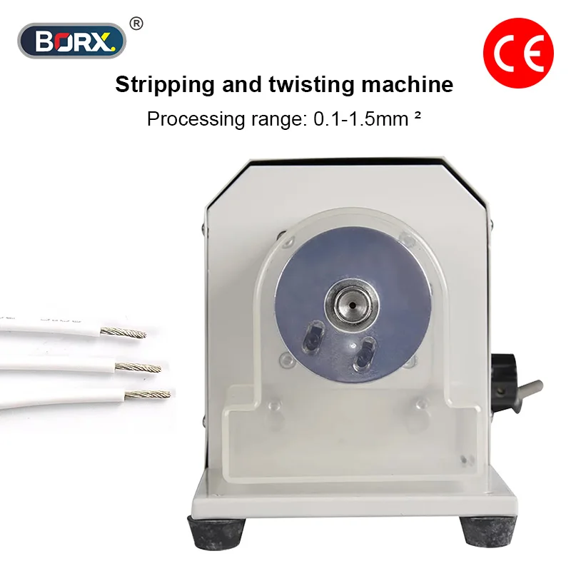 

BORX 220V Peeling Twisting Wire Machine EU/UK Plug For 26-16AWG 0.1-1.5mm2 Electrical Wire Multi Cores Cable AC/DC Power Cord
