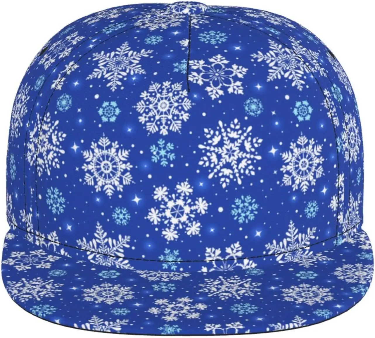 Blue Snowflakes Flower Print Baseball Cap for Men Women Adjustable Trucker Hat Snapback Unisex for Summer Sport Travel Beach