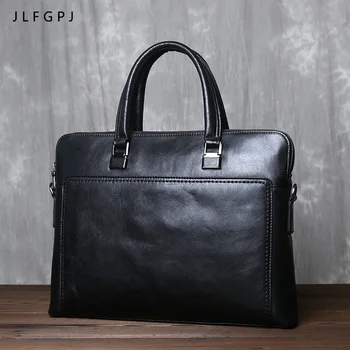 남성용 정품 가죽 핸드백, 대용량 첫 번째 레이어 소가죽 비즈니스 싱글 숄더 메신저 서류 가방