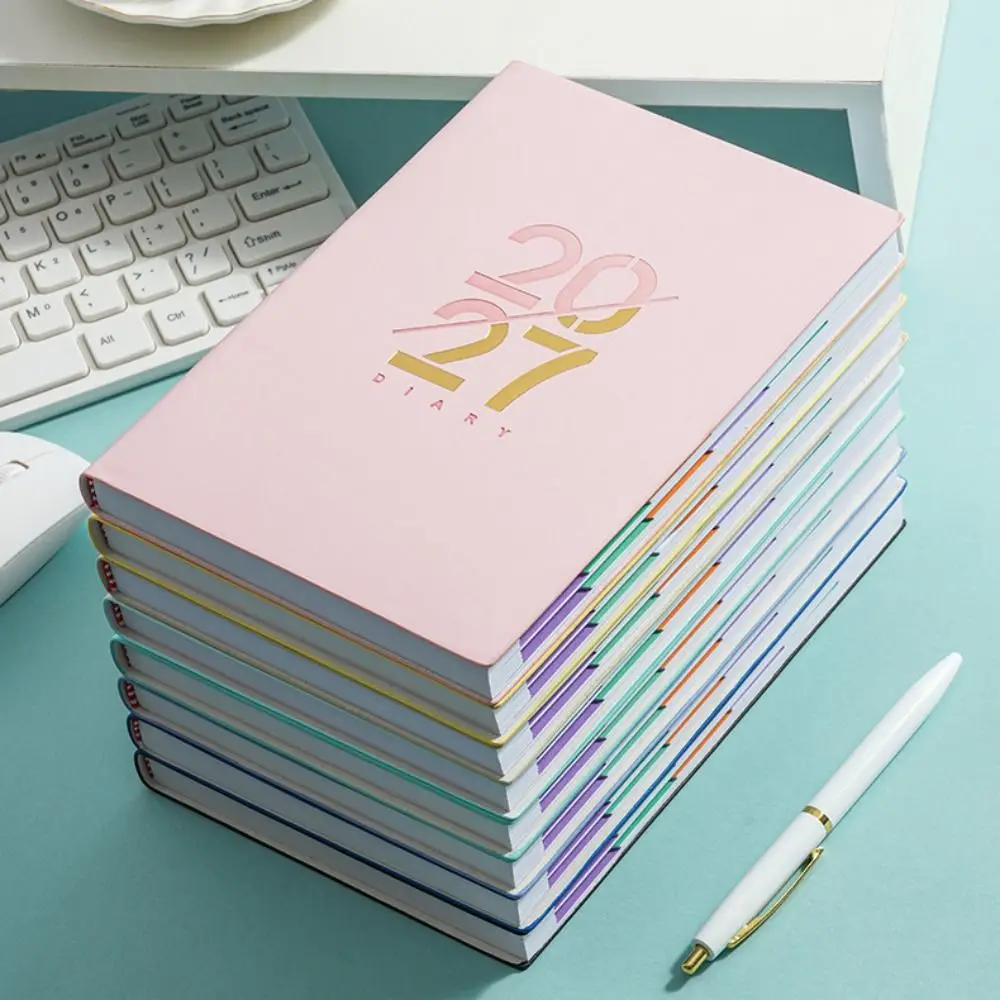 New A5 2027 Schedule Planner 12 Month English Language To Do List Notebook Thick Paper Leather Cover Planner Notepad Office