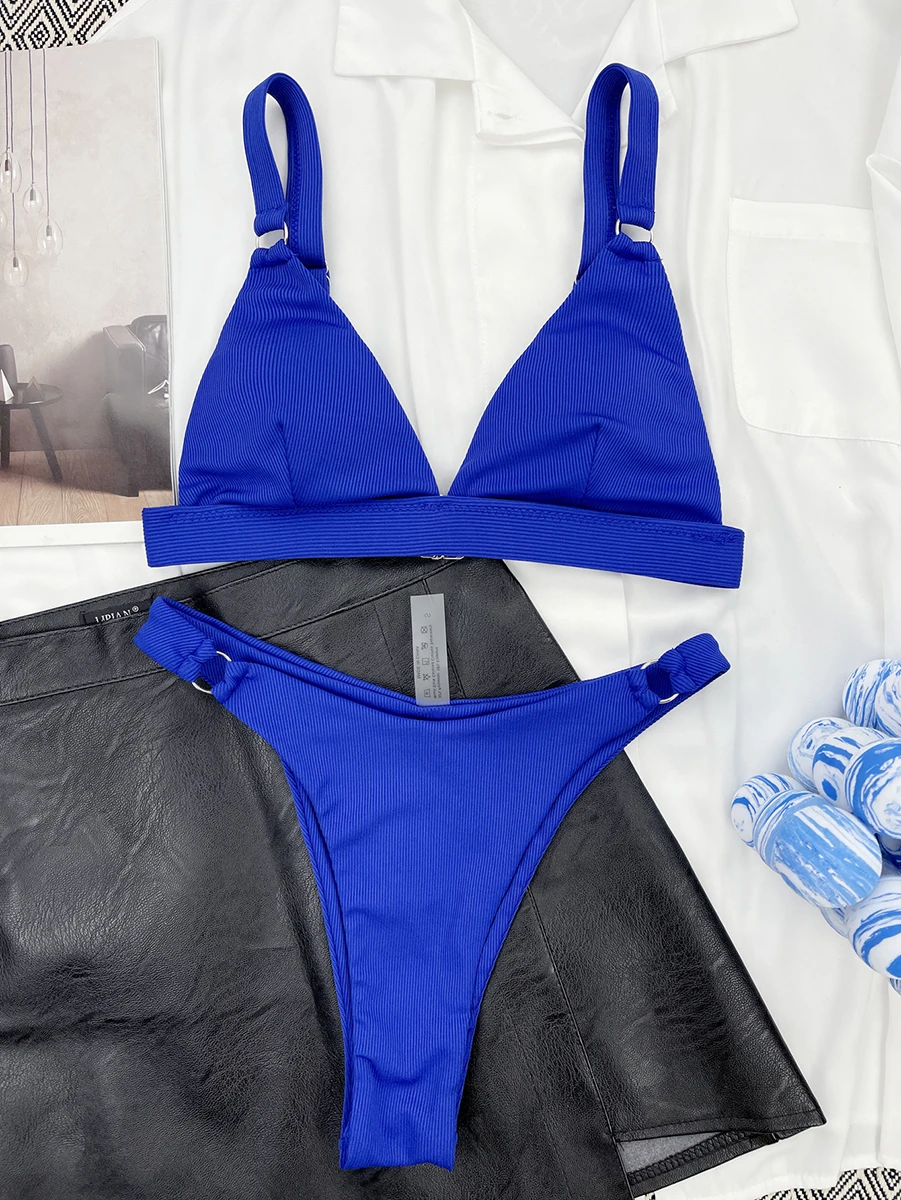 Imagem -04 - Conjunto de Biquíni Feminino Sexy Costela Moda Praia Maiô de Praia Maiô Push up 2023