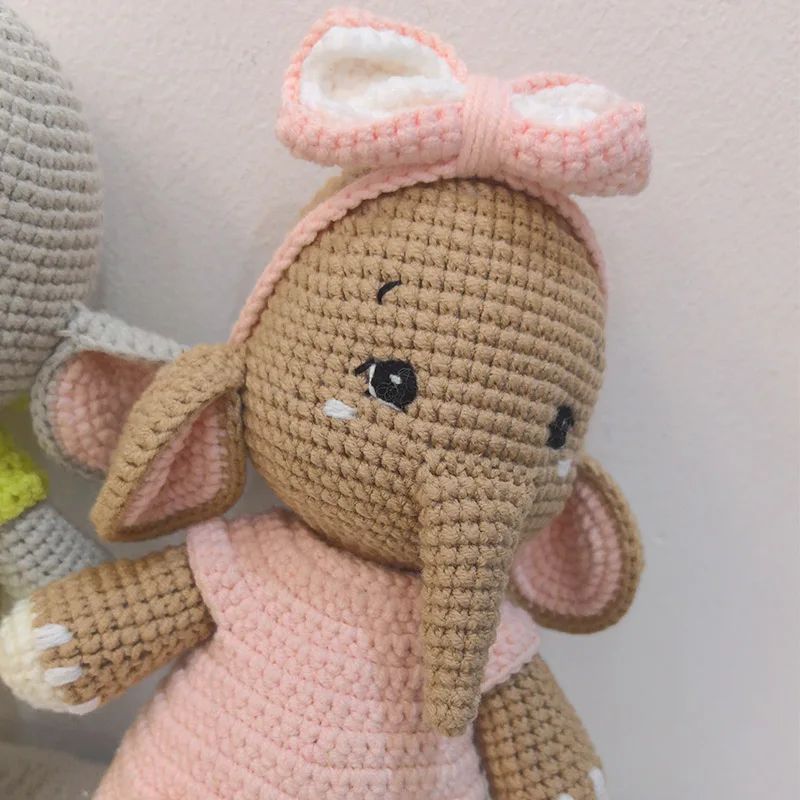 Handmade Crochet Elephant Couple Plush Toys - Cute Soft Stuffed Animals, Valentine's Day Gift for Couples, Lovers, Baby Nursery