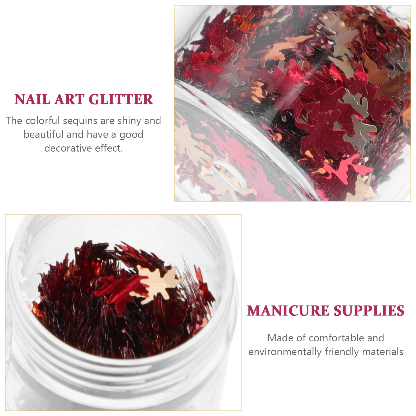 3 Bottles Manicure Sequins Kit Sparkling Nail Art Glitter Decor for Autumn Winter DIY Design Maple Leaf Paillettes