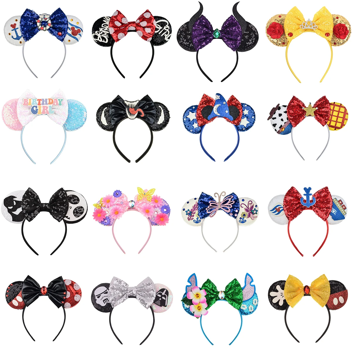 

Kids Baby Party Headbands Glitter Sequin Mouse Ears Headbands for Women Girls Park Hair Hoops Hair Accessory