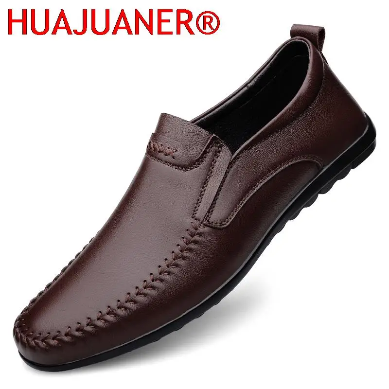 Men Formal Loafers Black Business Elegant Gentleman Men's Shoes Casual Genuine Leather Footwear Male  Moccasins Man Driving Flat