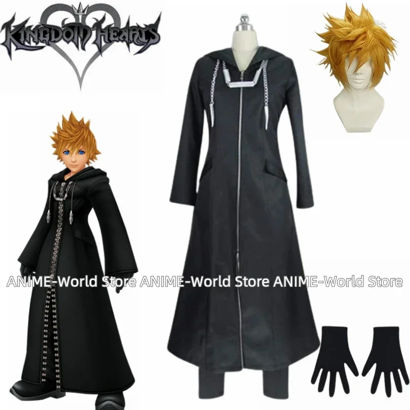 Game Kingdom Hearts Cosplay Roxas Organization XIII Cosplay Carnaval Halloween Christmas Costume Coat Party Suit Custom Made Wig