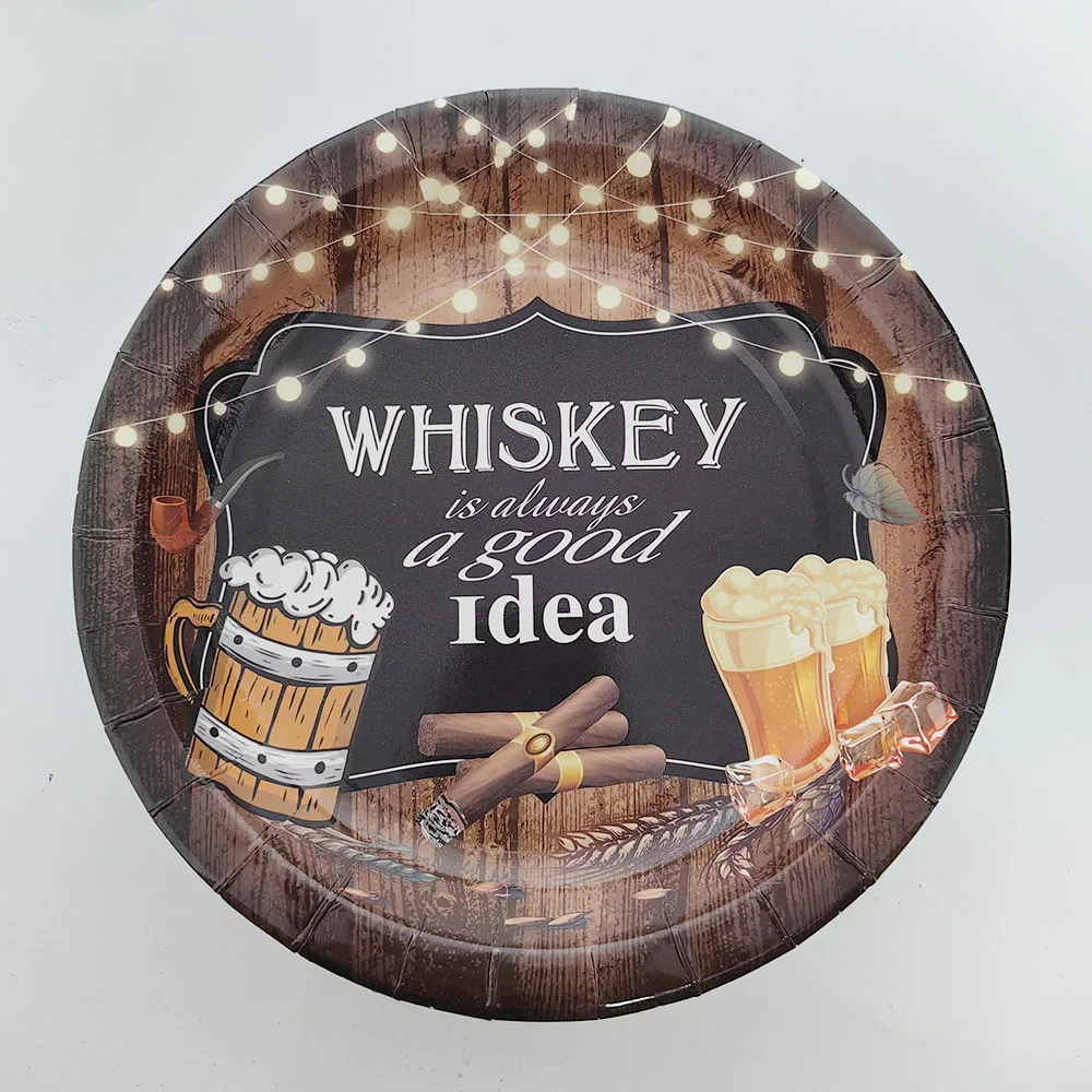 Whiskey Themed Party Tableware Whiskey Spiral Pendant Whiskey Aluminum Foil Ball Birthday Party Decorations Adult Party Supplies