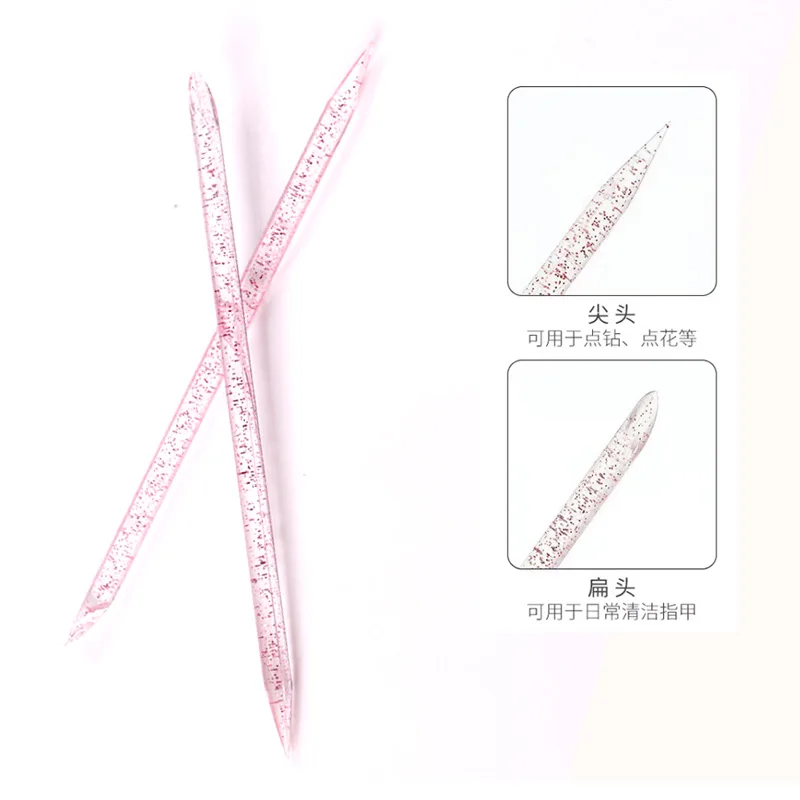 TSZS 1Bag Dual-ended Nail Dotting Pen Crystal Handle Rhinestone Studs Picker Wax Pen Manicure Nail Art Tool