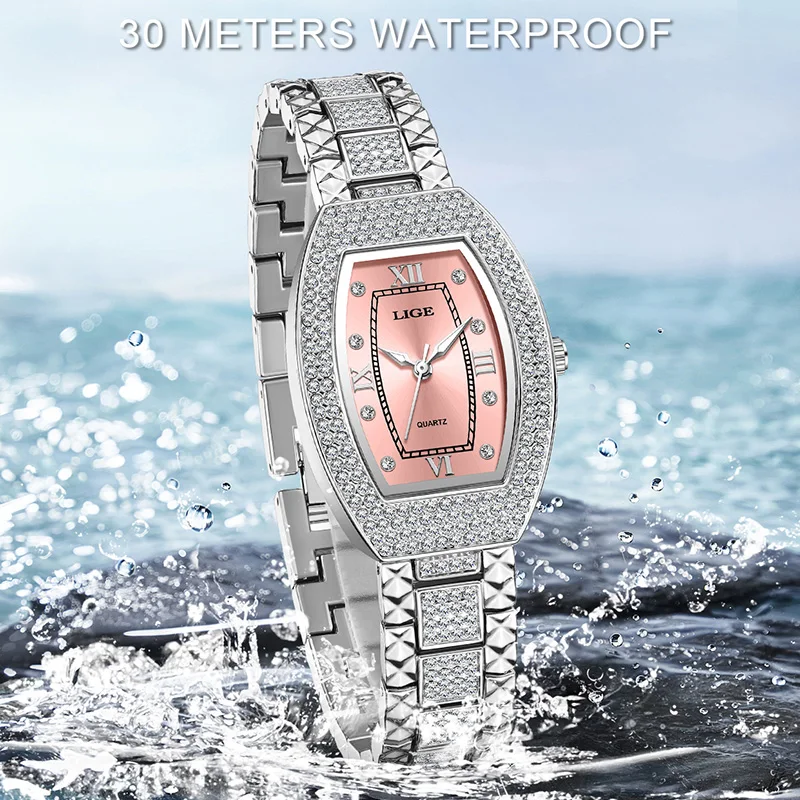 LIGE Fashion Luxury Square Watch For Woman Luminous Waterproof Date Ladies Watch Elegant Women's Quartz Watches Relogio Feminino
