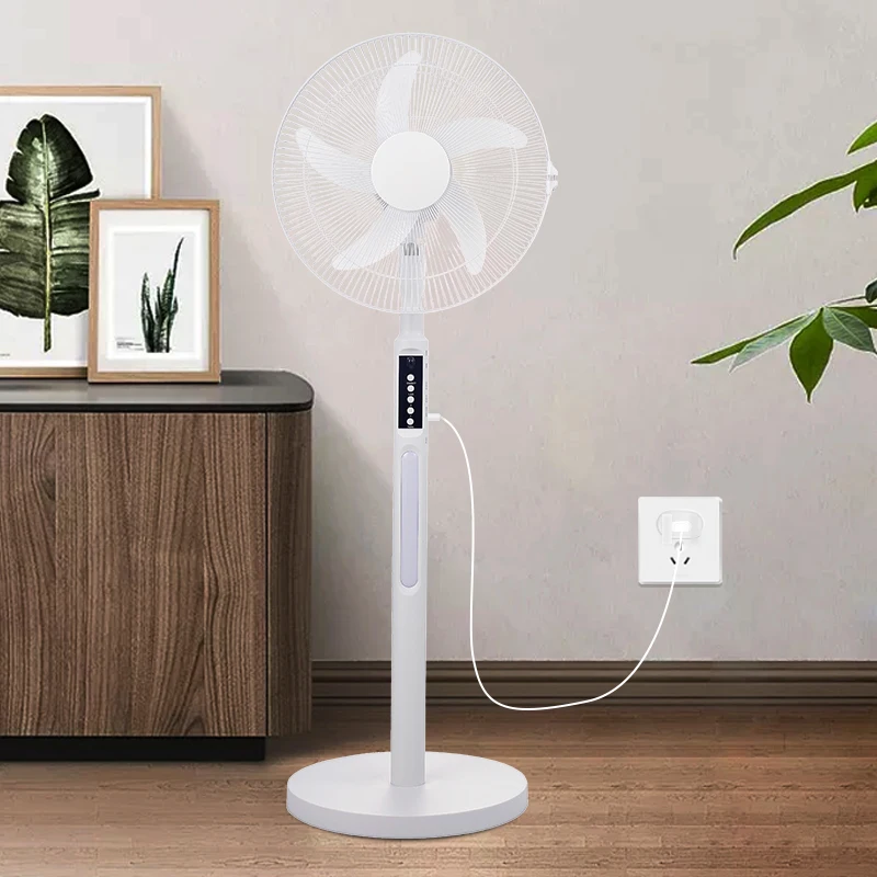 cheap-price-plastic-16inch-rechargeable-solar-electric-floor-standing-fan-with-led-light-remote-control-outdoor-household-use