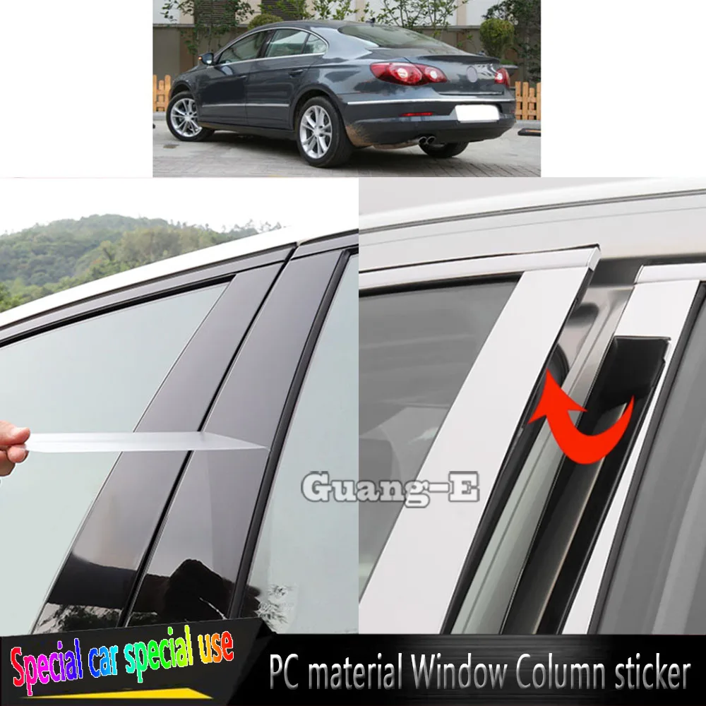 For Volkswagen VW CC 2010 2011 2012 2013 2014 2015 2016 2017 2018 Car TPU/Glossy Mirror Pillar Post Cover Door Window Stickers