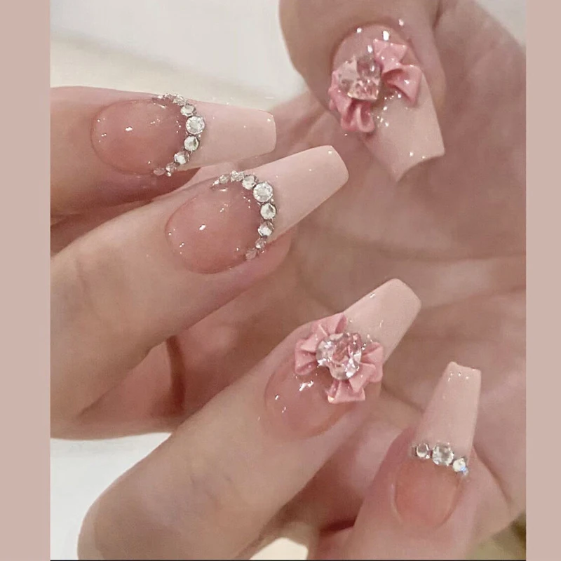 10pcs Black French Almond Handmade Press on Nails Cat Eye Fake Nails Star Rhinestone False Nail Artificial Nail Накладные Ногти