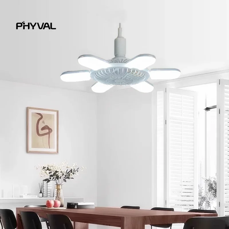 New LED fan light sunflower  foldable easy to carry six blades fan light for bedroom living room camping patio ceiling fan light