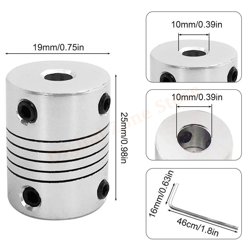 3D Printer 2Pcs D19xL25 10mm Shaft Coupler CNC Stepper Motor Encoders Engraving Machine Z Axis Flexible Shaft Coupling 10-10mm