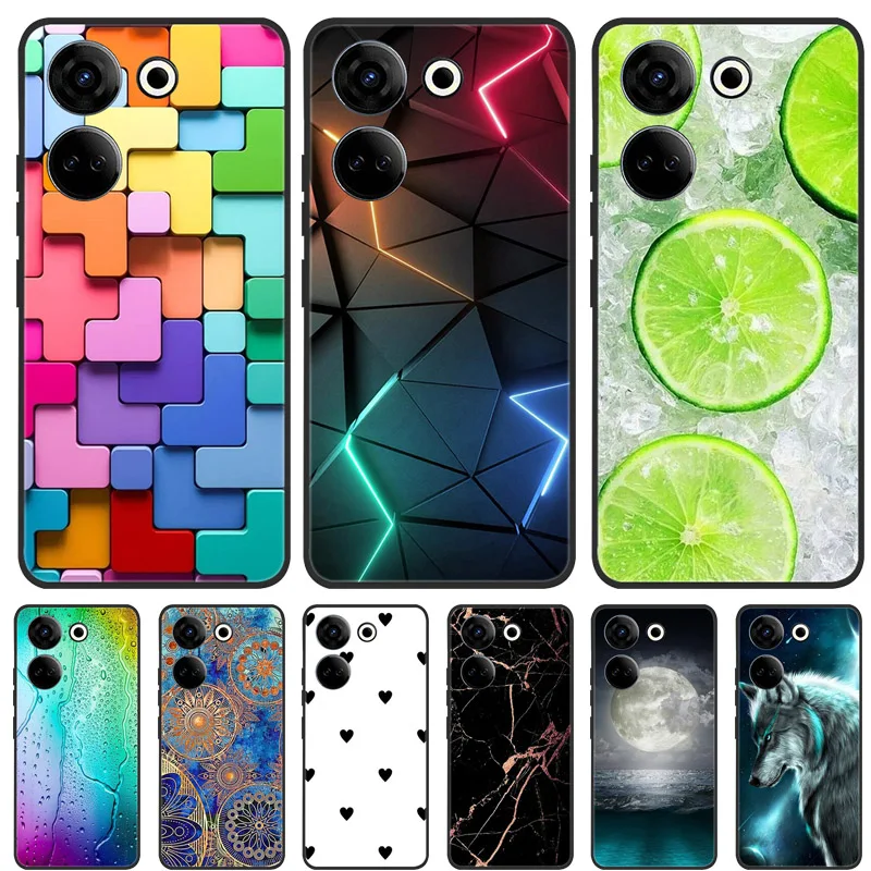 Para Tecno Camon 20 Pro 4G Funda suave de silicona negra parachoques mariposa Funda de teléfono para Tecno Camon 20 Pro 5G Fundas Camon20 Funda
