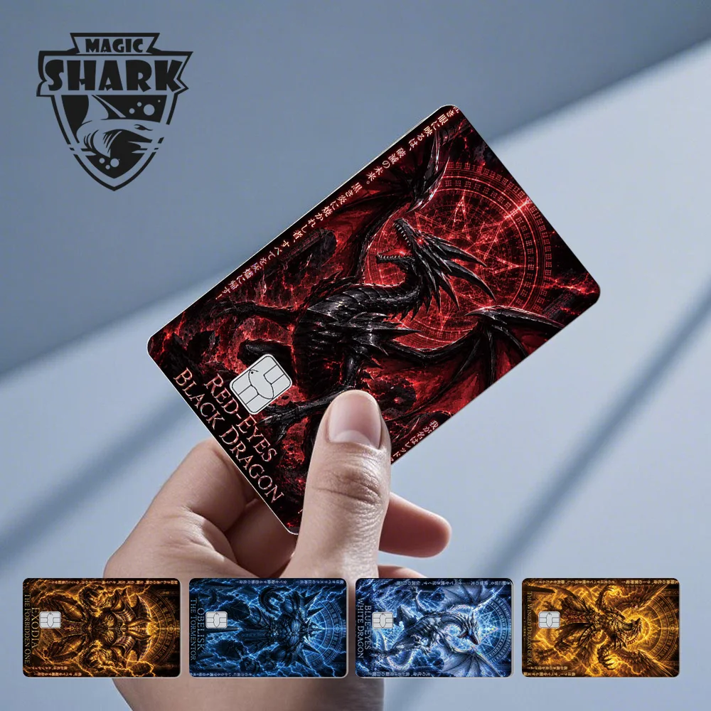 2026 New Magic Shark Yo-gi-oh Blue Eyes Dragon Dark Magican Girl Holographic Laser Skin Sticker Film for Credit Bank Debit Card