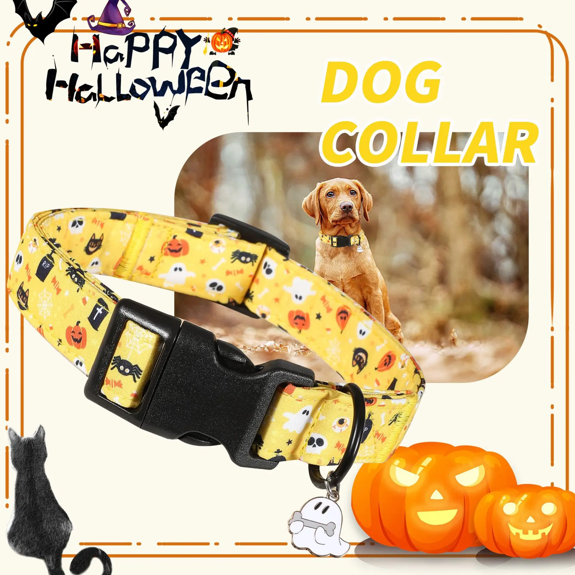 Halloween-Hundehalsbänder: Anti-Biss-Halsabdeckungen und spezielle Halsketten für unterwegs – für große, mittlere und kleine Hunde sowie Katzen – Detail 19