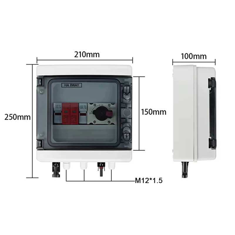 ABGR-boîte de combinaison solaire photovoltaïque PV avec Protection 1 entrée 1 sortie DC 1000V 15A fusible MCB SPD boîte étanche