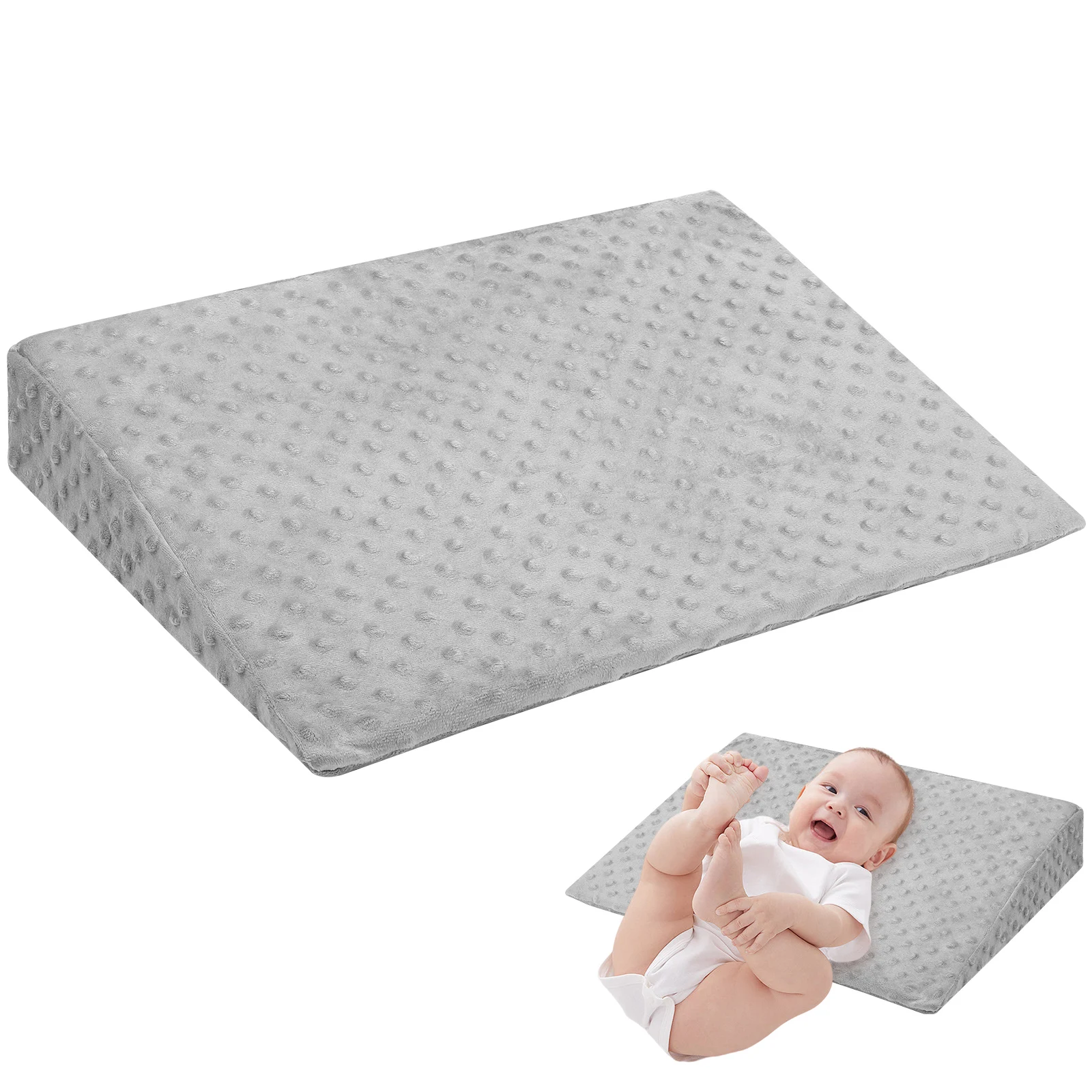 

1pcs Anti Spitting Wedge Pillow For Baby Gray Small Crib Incline Baby Sleeping Wedge Pillows Newborn Easy Cleaning