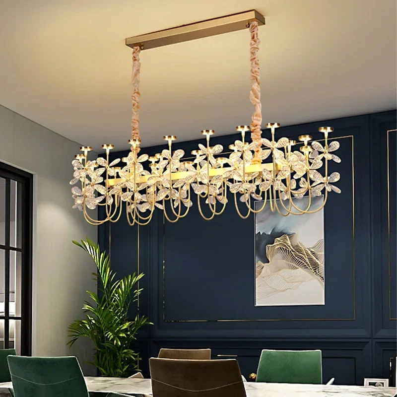 

Modern Flower Crystal Chandeliers Lighting For Living Room Kitchen Island Bedroom Pendant Lamp Home Decor Hanging Light Fixtures