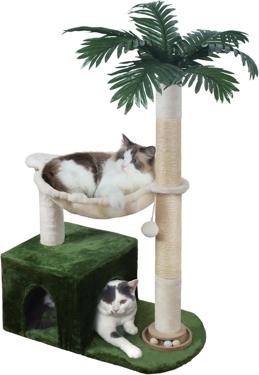 

Cat Tree 38" Cat Tower with Large Hammock Metal, Cat Scratching Post for Indoor Cats with Condo, Cat Playground Track Ba