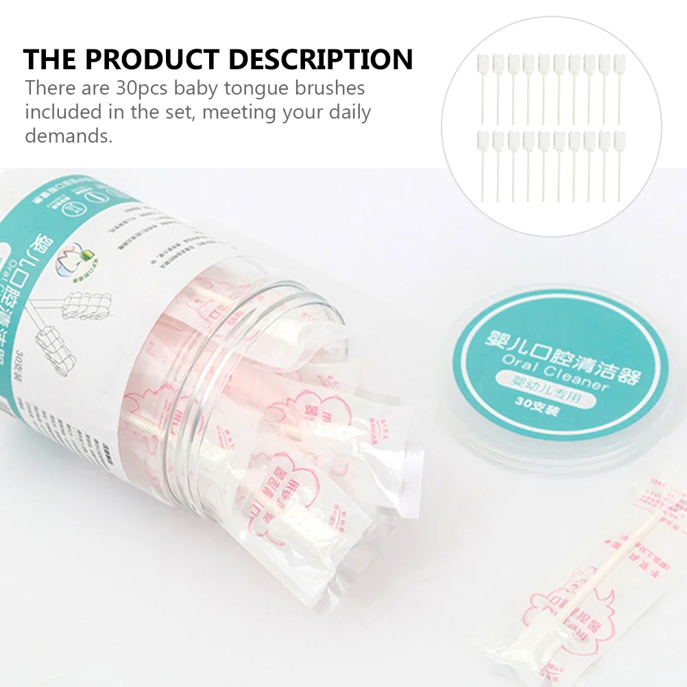 30 pezzi detergente per la lingua del bambino garza morbida bastoncino per la pulizia orale usa e getta per neonati forniture per la cura dei denti rivestimento della lingua