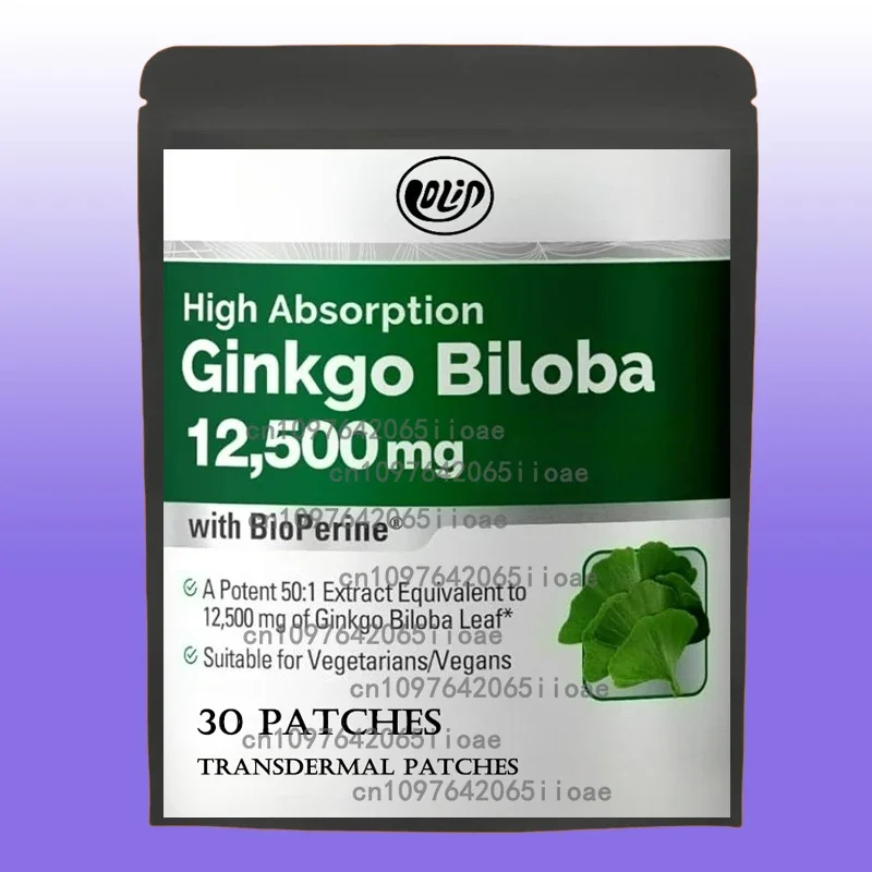

30 Patches Ginkgo Biloba Transdermal Patches with Panax Ginseng Promotes Memory, Focus and Brain Health
