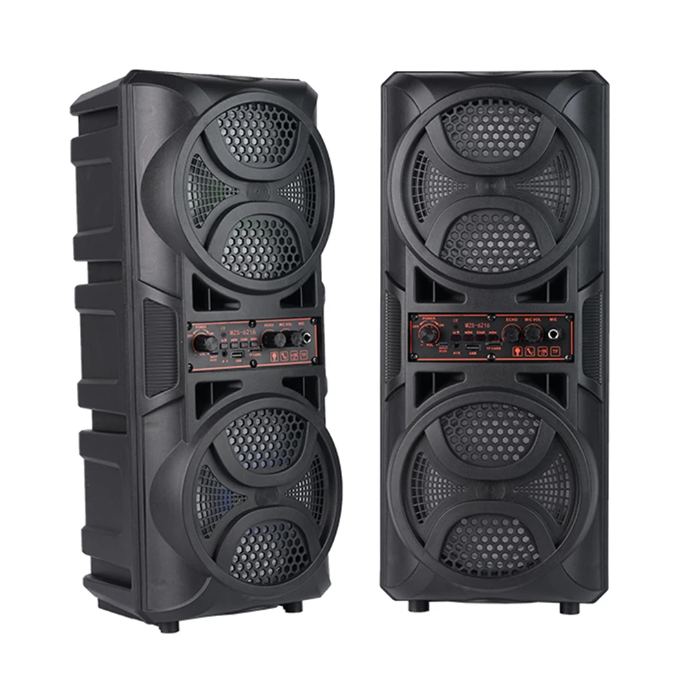 

Bluetooth-совместимый динамик Портативный динамик с двойным сабвуфером Глубокая подсветка басов Громкая бумбокс Поддержка USB/TF/AUX/FM/BT/MIC