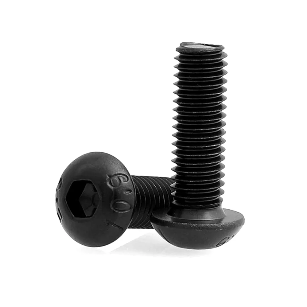 5/10/25/50x Black 10.9 Grade Steel M1.6 M2 M2.5 M3 M4 M5 M6 M8 ISO7380 Hex Hexagon Socket Button Round Head Screw Bolt L= 3-80mm