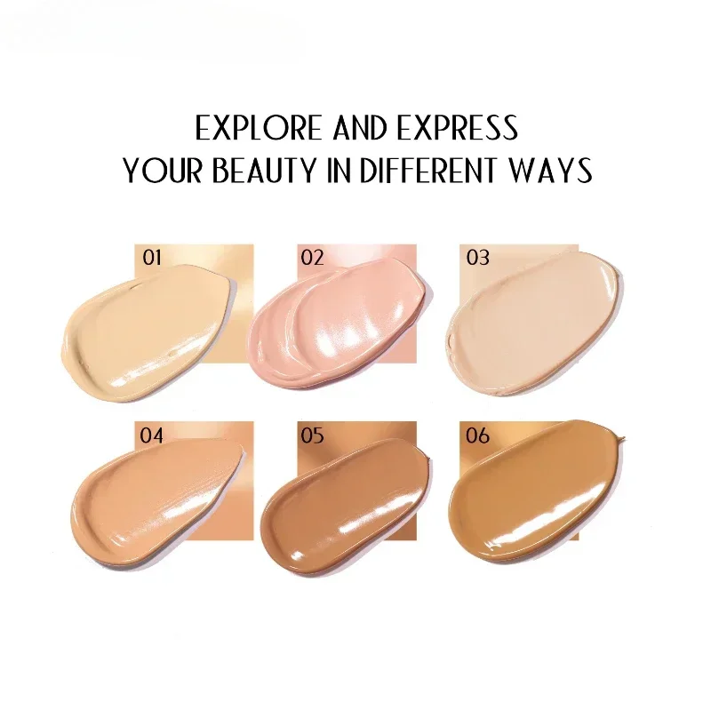 6-kleuren Vlekkeloze Concealer, Onzichtbare Vloeibare Foundation Cover Vlekken Acne Marks Donkere Kringen Hydraterende Foundation Gezichtsmake-up