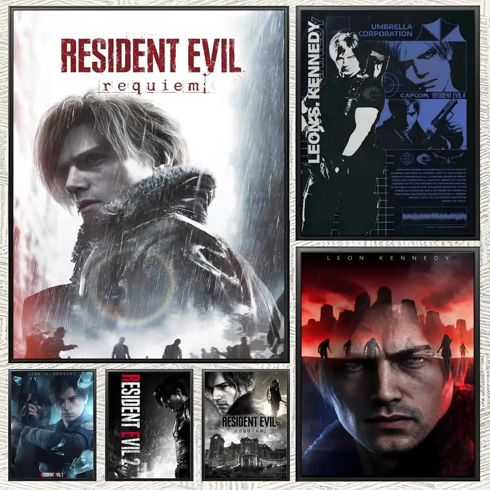 game L-Leon Kennedy Poster Self-adhesive Paper Print Home Living Room Bedroom Entrance Bar Cafe Art
