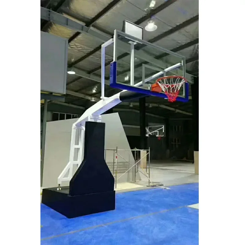 China Hot Sale Factory  Black Hydraulic Basketball Pole  Manual Hydraulic Removable Basketball Hoops Stand  Exported