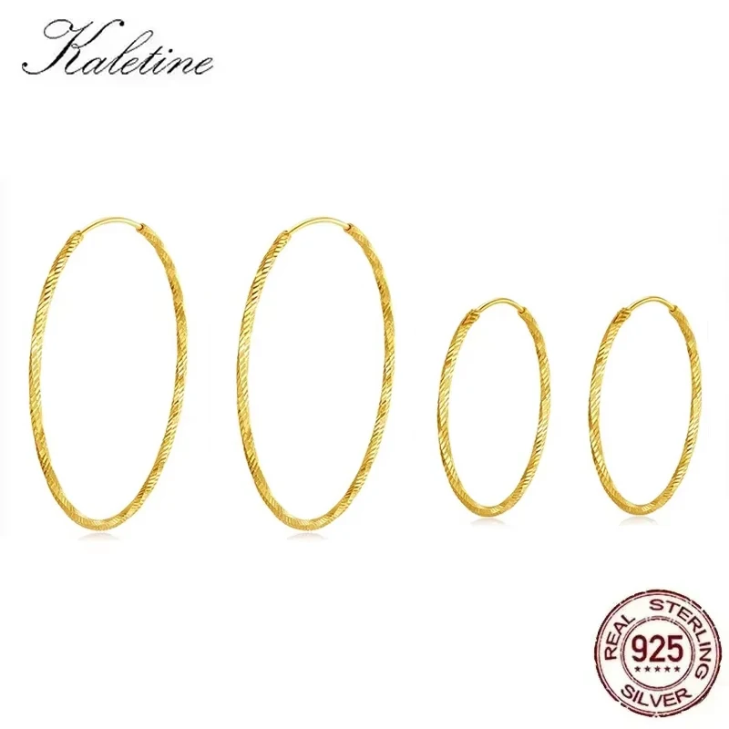 

KALETINE Somilia Fashion Women Earrings Gold Color Hoop Earrings New Collection 925 Sterling Silver Women Jewelry 1.8MM 38/52MM