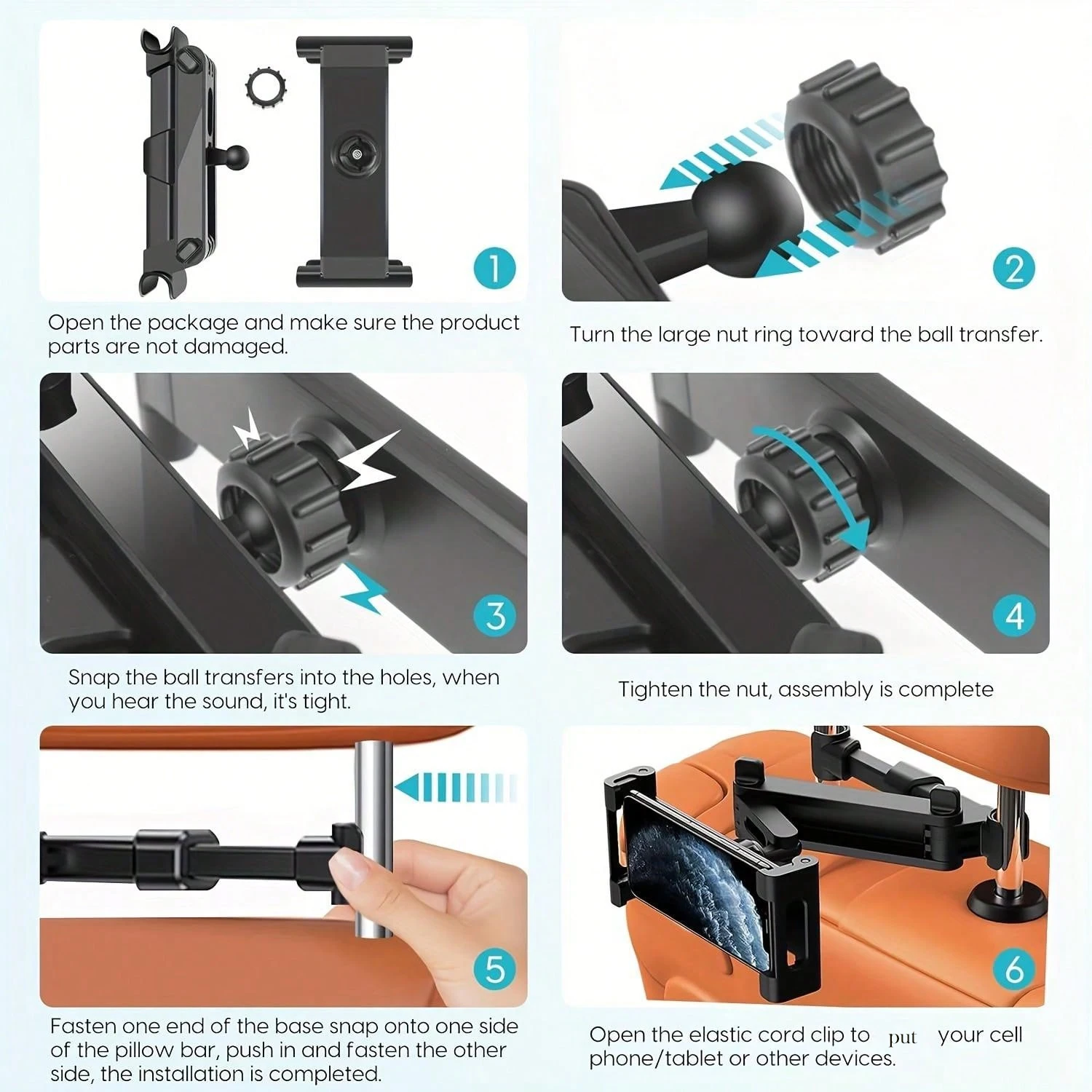 Soporte para tableta para reposacabezas de coche, compatible con iPad Air Mini y otros dispositivos portátiles de 4,7-12