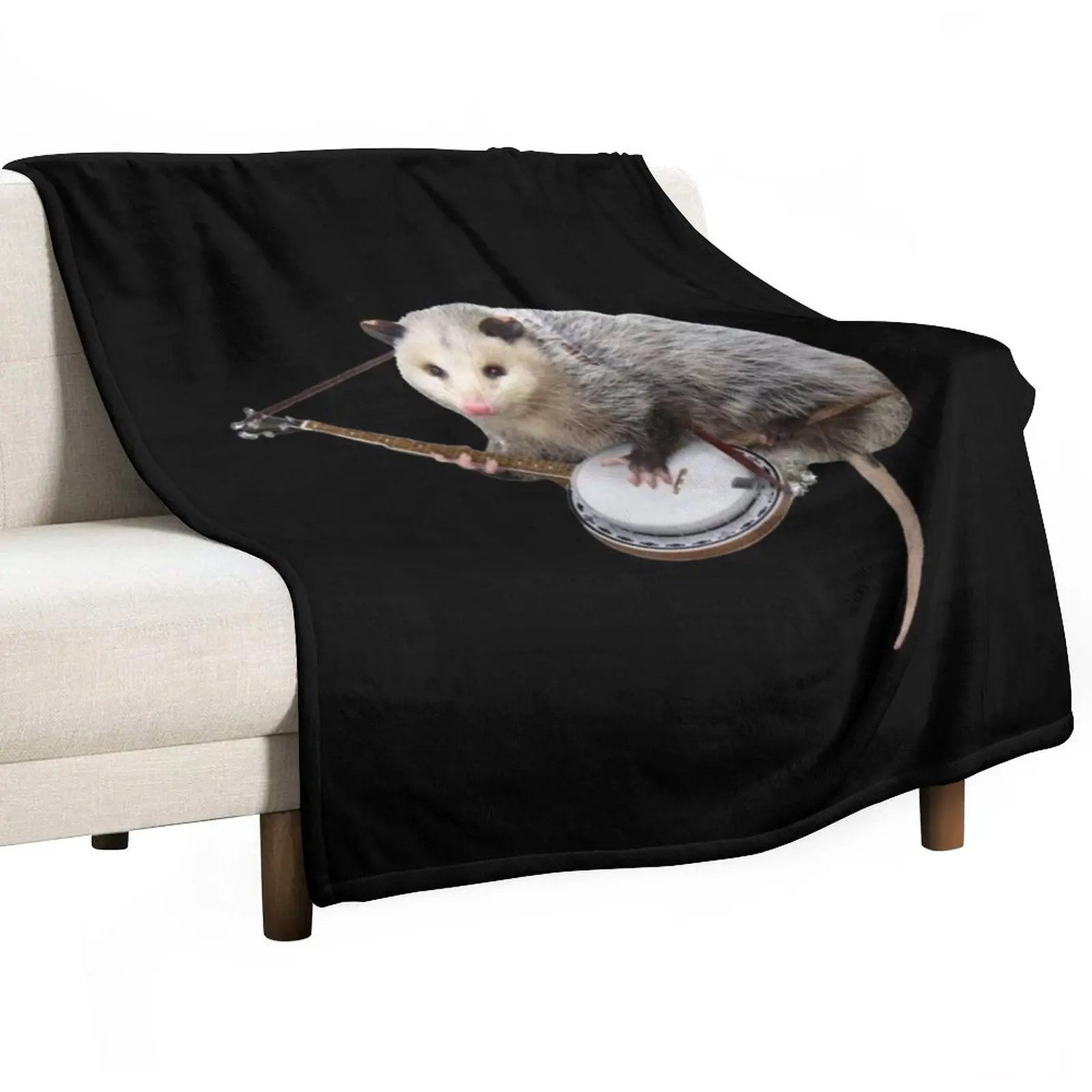 

Opossum Playing Banjo Throw Blanket Sofa Blankets Decorative Sofa Blankets