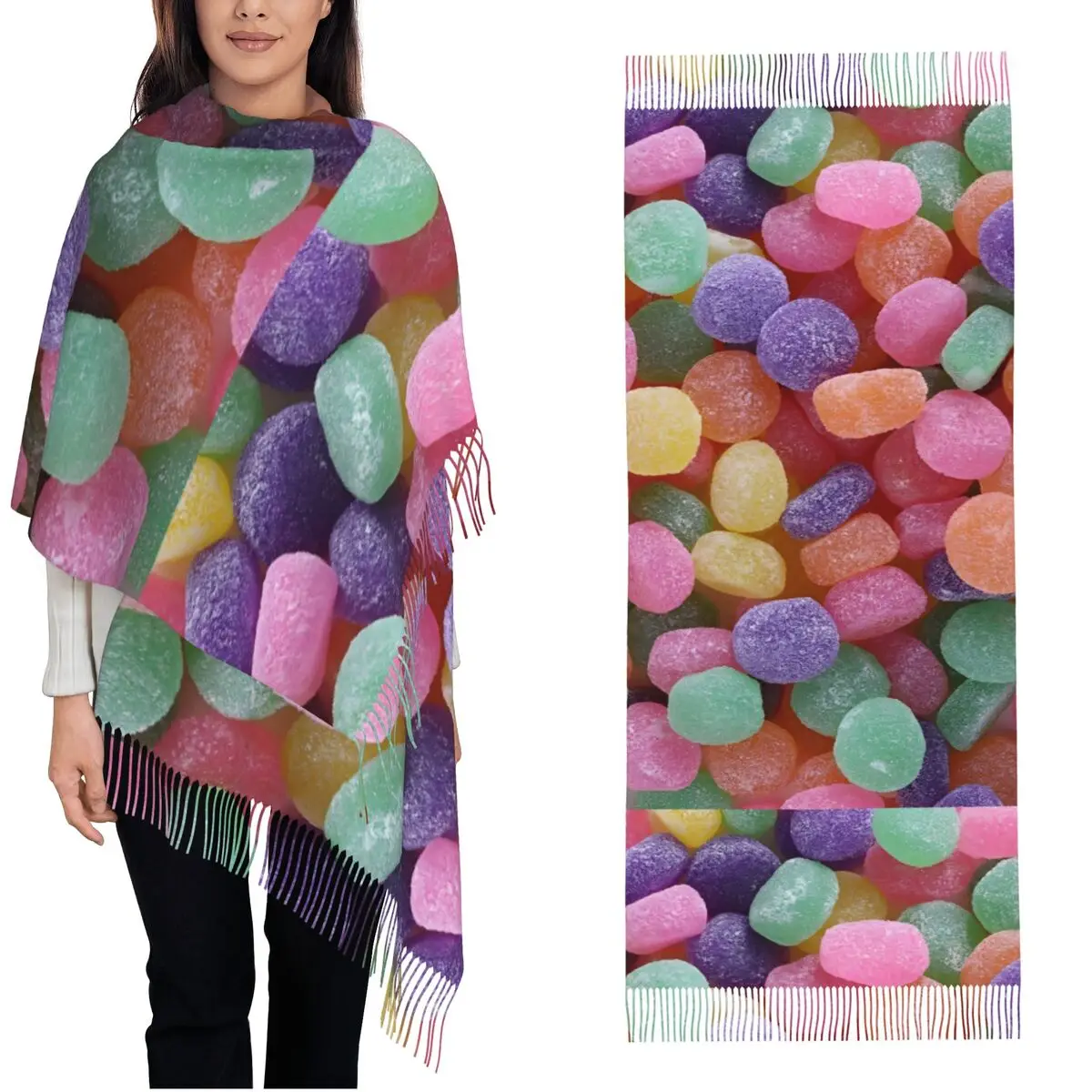 

Outdoor Scarf Winter Rainbow Candy Shawls and Wrap Custom DIY Bufanda Mujer Women Luxury Brand Scarves Wraps