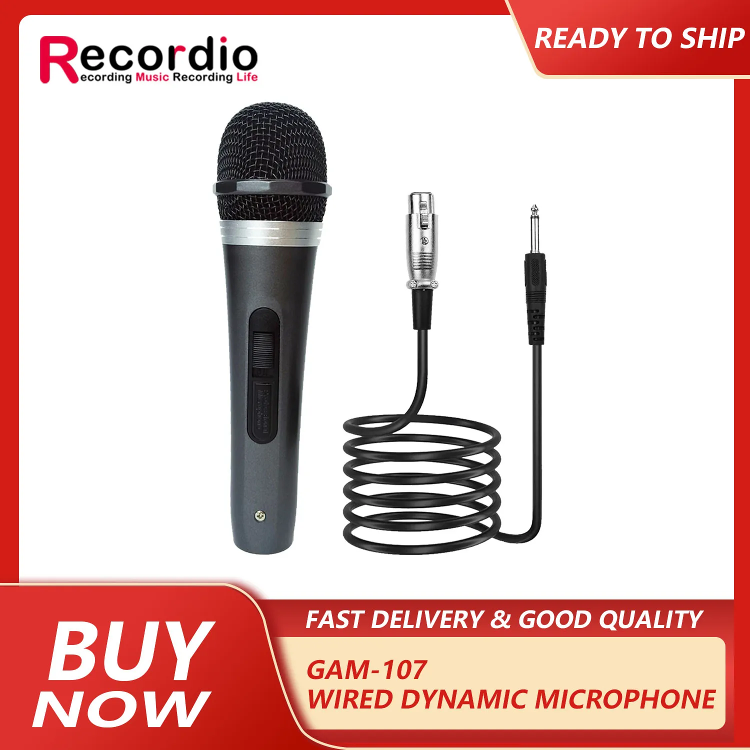 GAM-107 Classic Wired Dynamic Microphone Audio KTV Sound Card Live Singing Handheld Mic