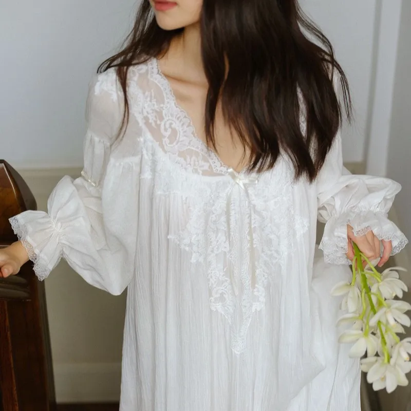 Vintage Nightgown for Women: New Spring/Fall Collection—lightweight, Fairy-Princess Style, Long-Sleeve Loungewear for Women - view 5