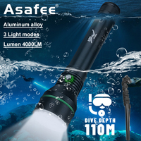 Asafee S5 110M P70 LED Underwater Diving Flashlight 4000LM SOS Press Switch Torch Waterproof Scuba Lamp Outdoor Lantern