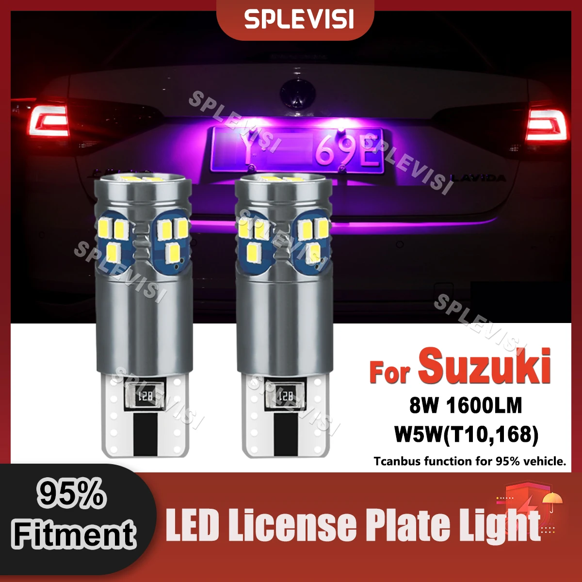 

2x T10 LEDLicense Number Plate Light Bulbs Replace For Suzuki SX4 Alto Jimny Grand Vitara Swift Ignis 1 2 3 Car Lamp