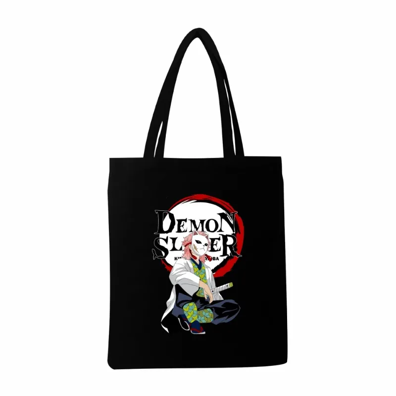 Anime Demon Slayer Giyuu Canvas Shoulder Bags Inosuke Mitsuri Large Capacity Shopping Bags Eco Storage Bag Travel Handbag Gifts