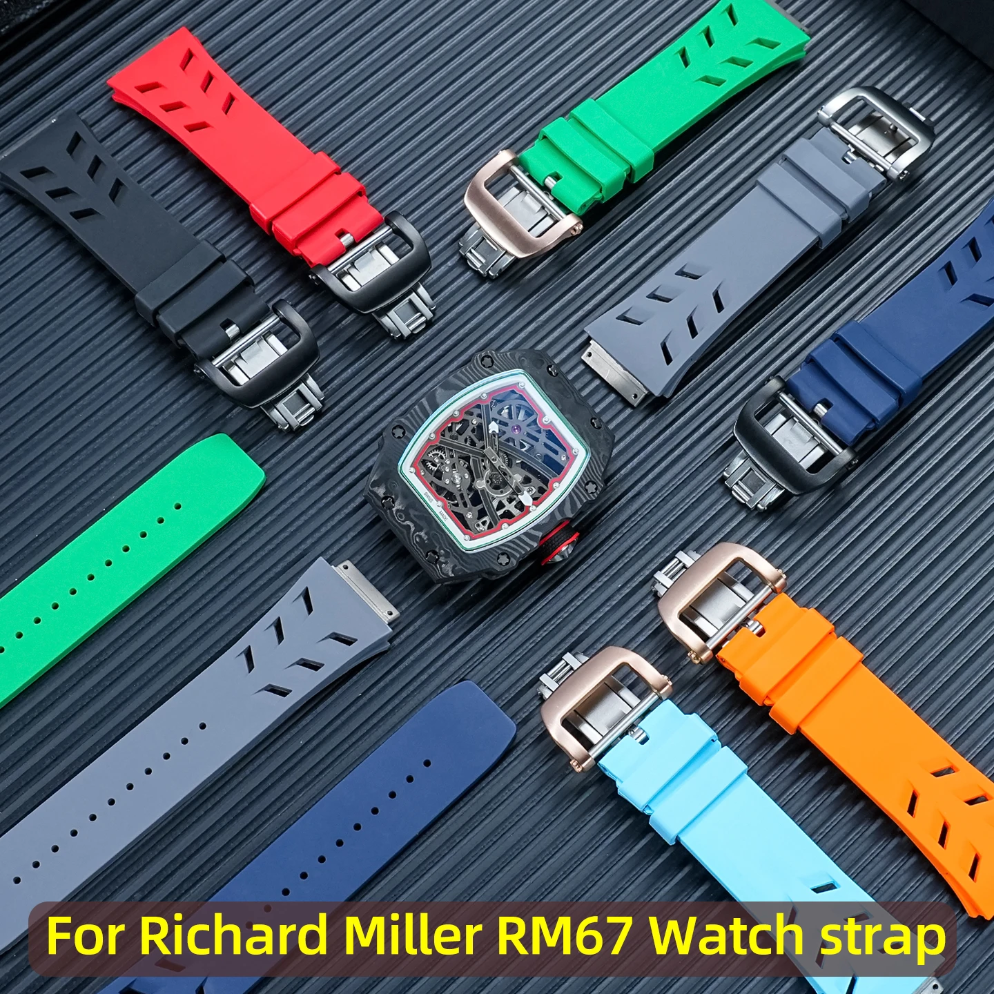 For Richard Miller RM67 Men FKM watch band RM67-01 RM67-02 Soft