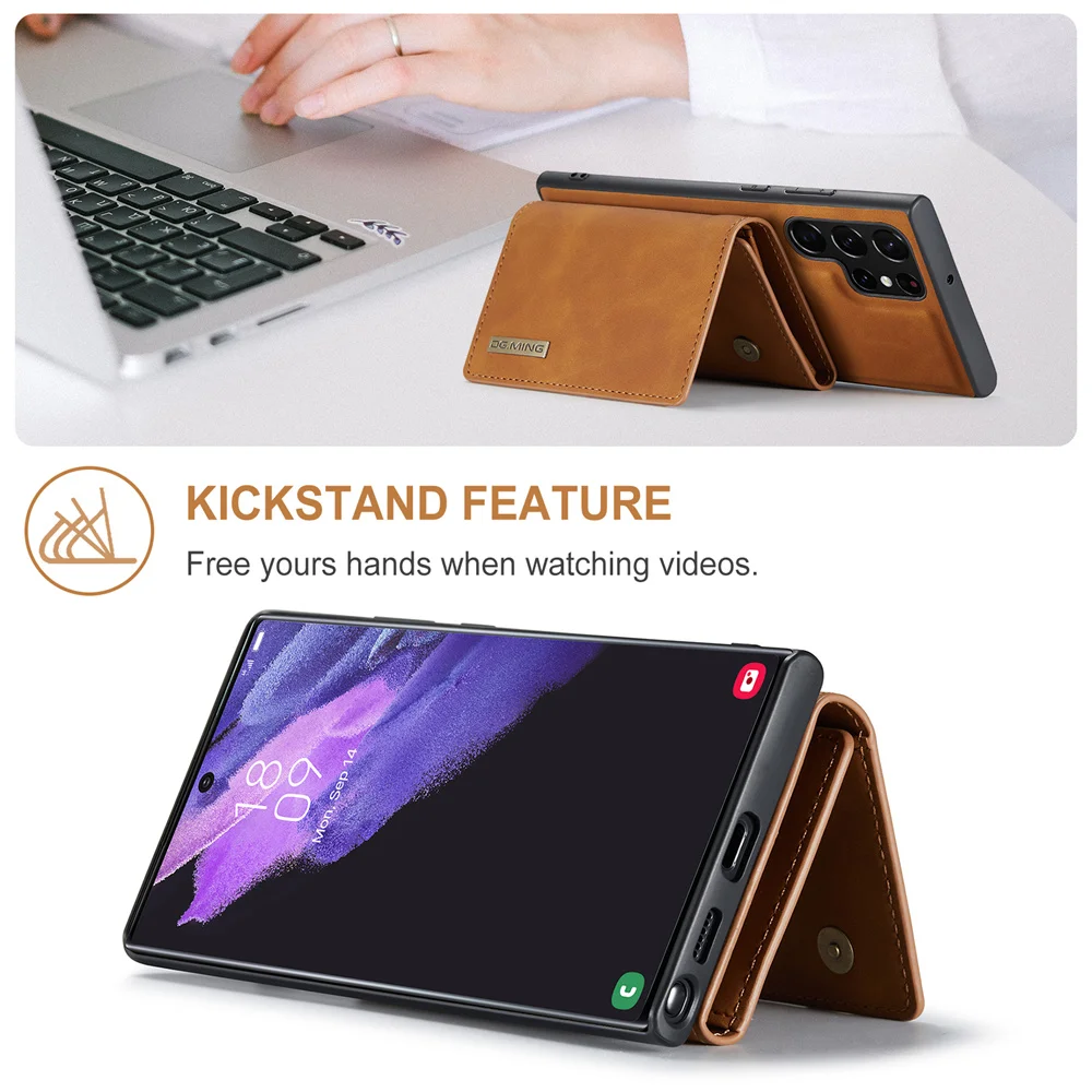DG.MING Luxury Detachable Card Bag Wallet Case for Galaxy S24 Ultra S20 S21 S22 S23 FE Shockproof Magnetic Leather Phone Cover