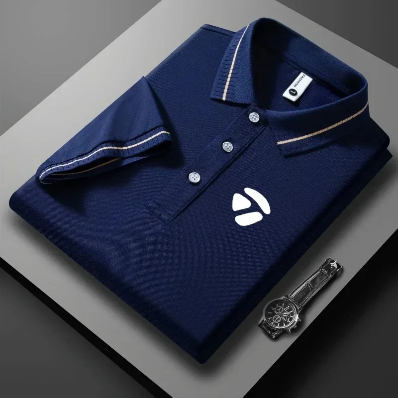 New summer polo shirt men's short sleeved T-shirt daily business casual lapel T-shirt high-end breathable loose half sleeve