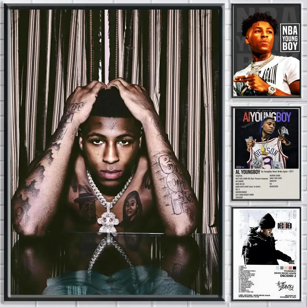 ملصق YoungBoy Never Broke Again عالي الدقة ذاتي اللصق مقاوم للماء مثالي لغرفة النوم والمكتب المنزلي هدية رائعة