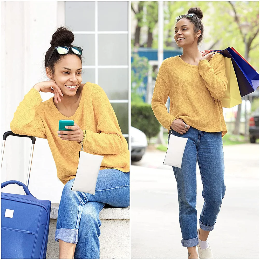 10Pcs DIY Heat Transfer Sublimation Blank Makeup Bags Canvas Pencil Cases Travel Toiletry Organizer Zipper Storage