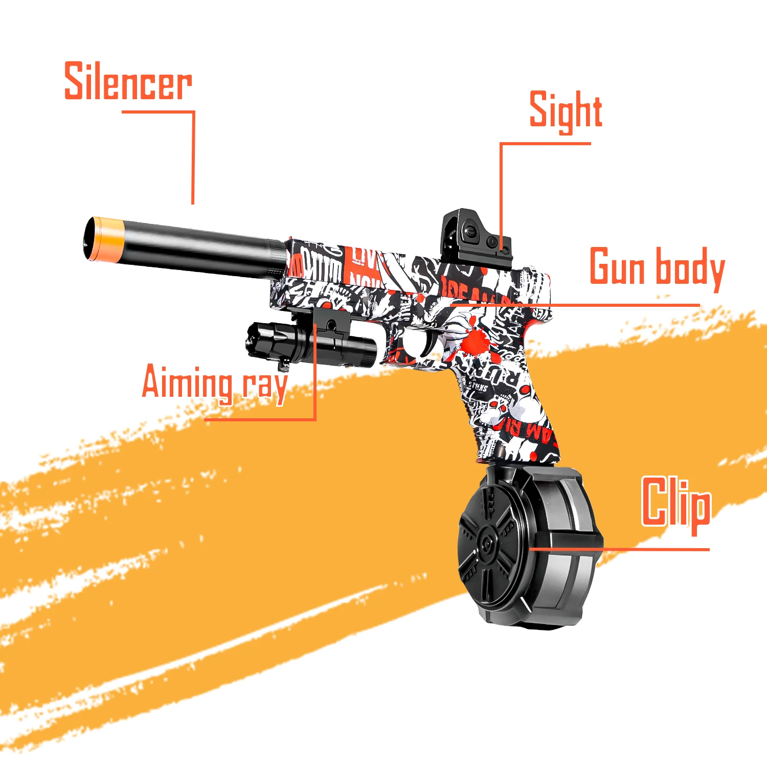 장난감 총, 젤 볼, 내장형 전기 버스트 런처, 다양한 색상 가능, 야외 가족 활동, 휴일에 적합
